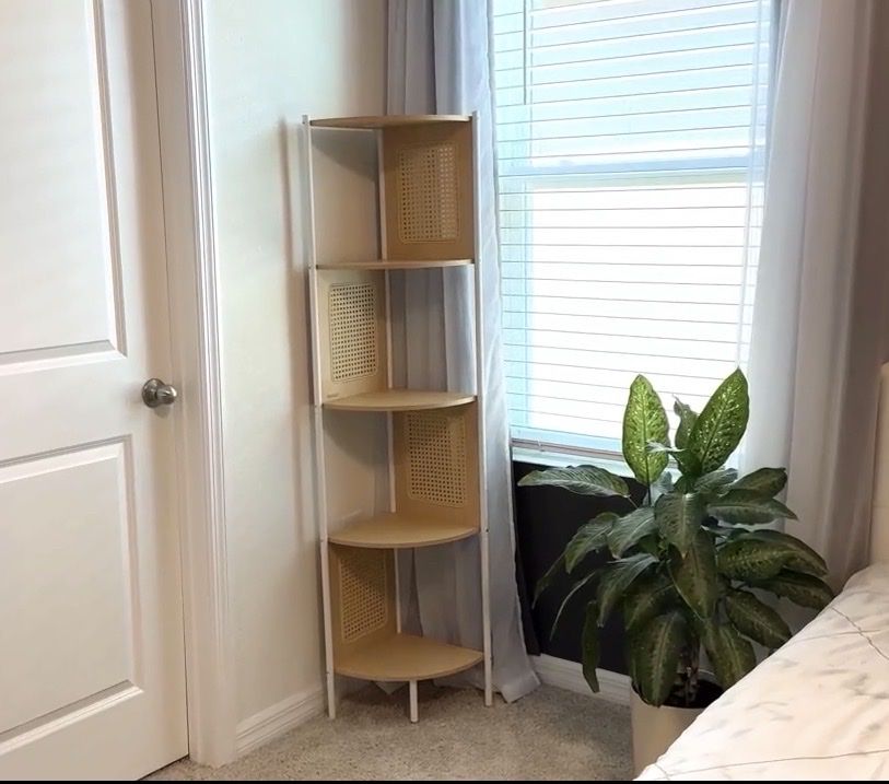 Boho corner bookshelf