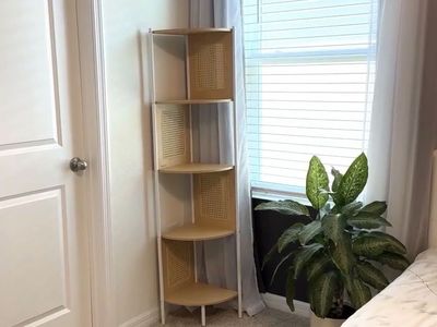Boho corner bookshelf