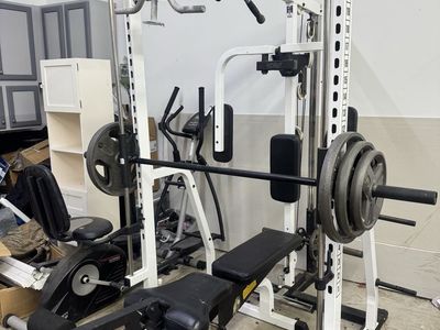 TuffStuff Smith Machine Home Gym with Bench and Weights