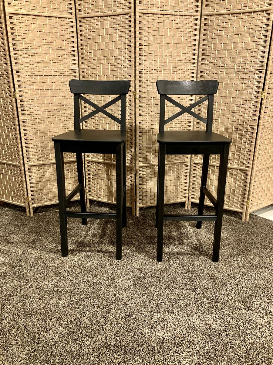 2 - 28” Pub Barstools with Dark Walnut finish