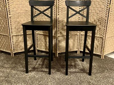 2 - 28” Pub Barstools with Dark Walnut finish