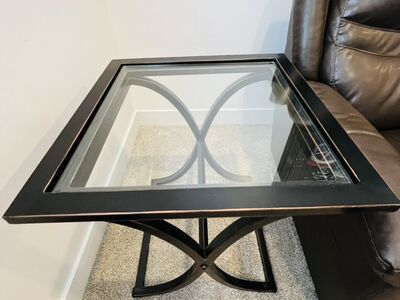 Glass Top Woth Metal End Tables