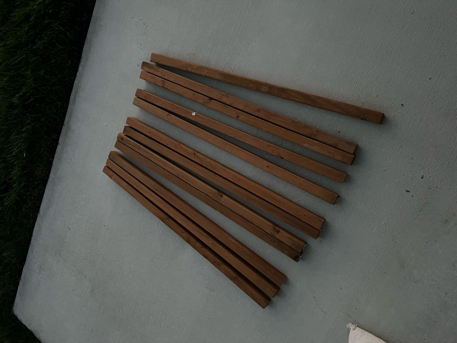 Treated 2x2 qty 10 . Roughly 3’ long 