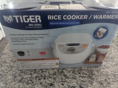Tiger JBV-G10U 5.5-Cup Micom Rice Cooker & Warmer with Synchro-Cooking & Ceramic Coated Pan
