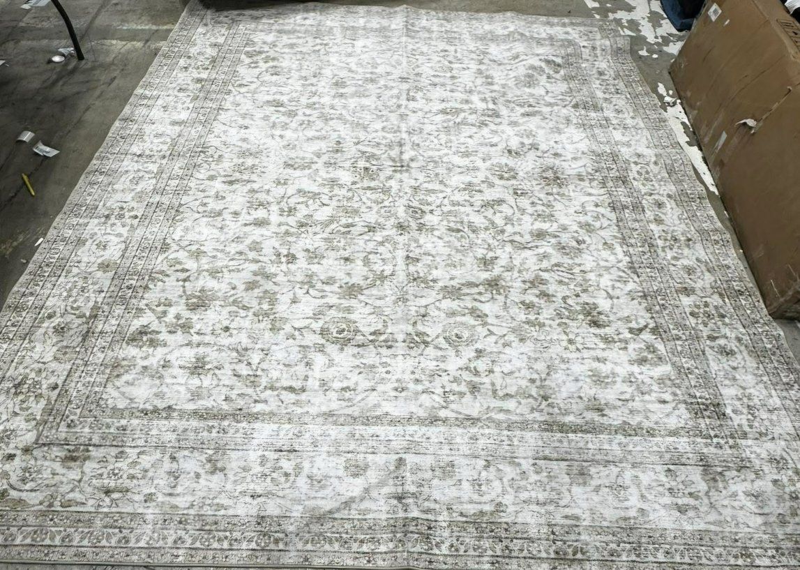 Taupe Area Rug 8x10 Vintage Floral Machine Washable, Non Slip, Indoor Carpet for Living Room, Bedroom, Dining Room, Retro Neutra
