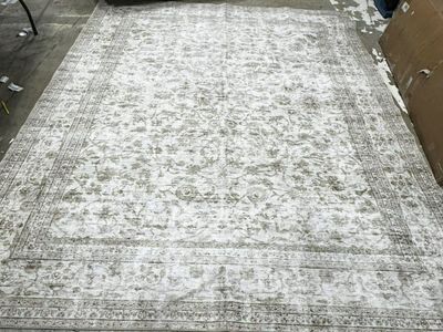 Taupe Area Rug 8x10 Vintage Floral Machine Washable, Non Slip, Indoor Carpet for Living Room, Bedroom, Dining Room, Retro Neutra