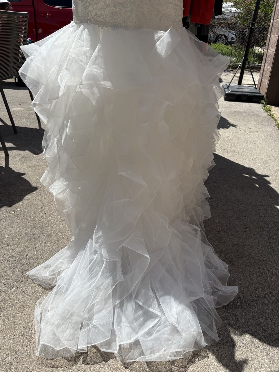 Beautiful White Strapless Mermaid Wedding Dress with Ruffled Skirt - New with Tags