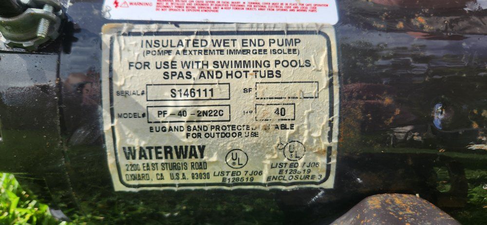 Waterway PF-40-2N22C Insulated Wet End Pump for Pools, Spas, Hot Tubs, Outdoor Use