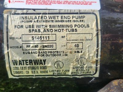 Waterway PF-40-2N22C Insulated Wet End Pump for Pools, Spas, Hot Tubs, Outdoor Use