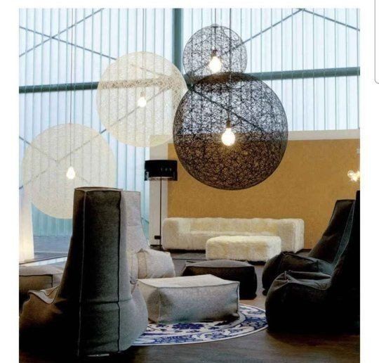 Large Round Black Woven Ball Pendant Light Fixture Modern Chandelier