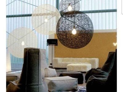 Large Round Black Woven Ball Pendant Light Fixture Modern Chandelier