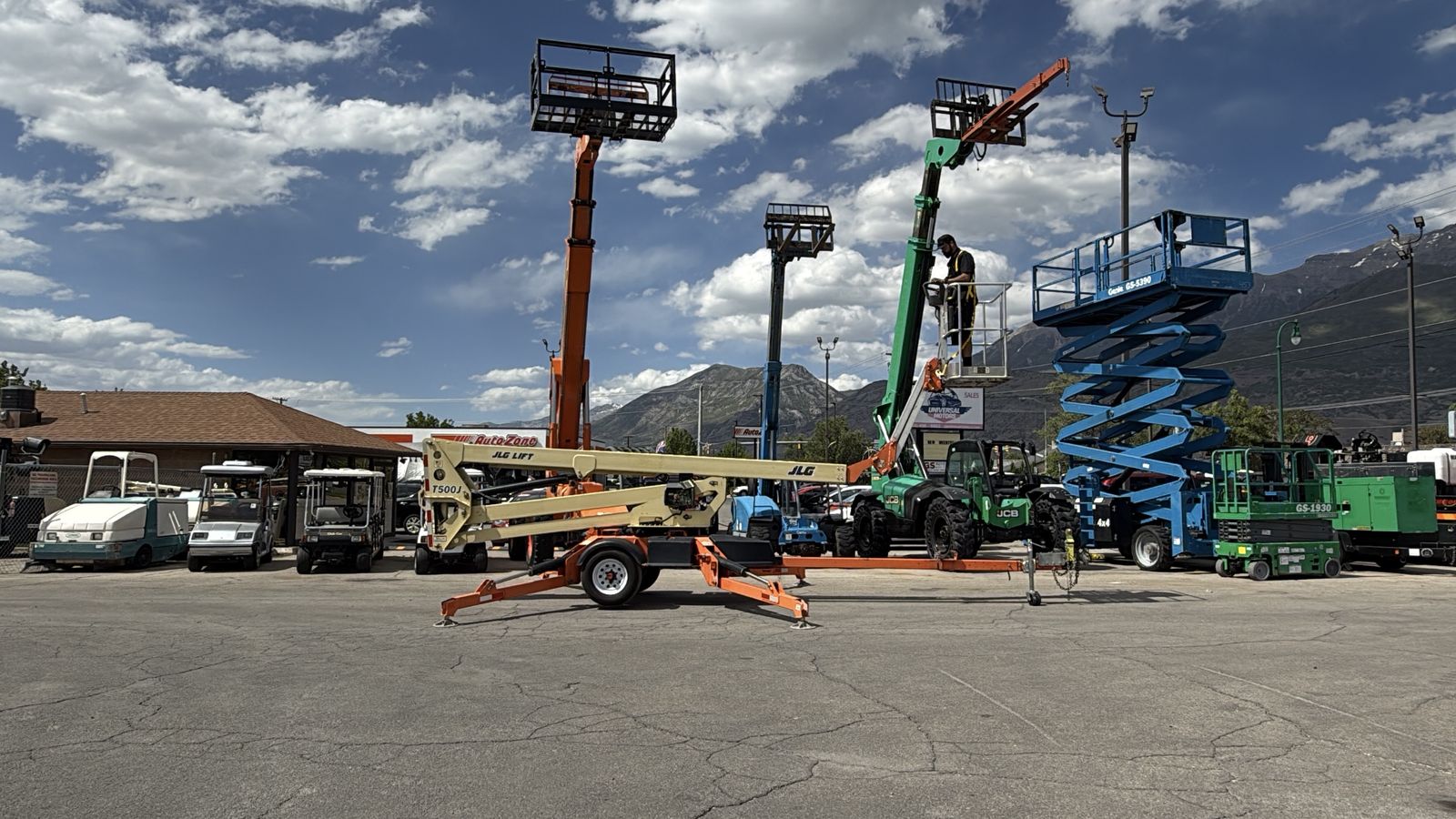 Used Tow Behind Aerial Boom Lift 2016 JLG T500J 50' Platform with Jib Portable Manlift Articulating