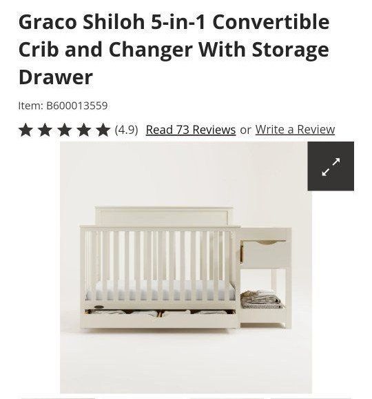 Graco Shiloh 5-in-1 Convertible Crib and Changer with Storage Drawer