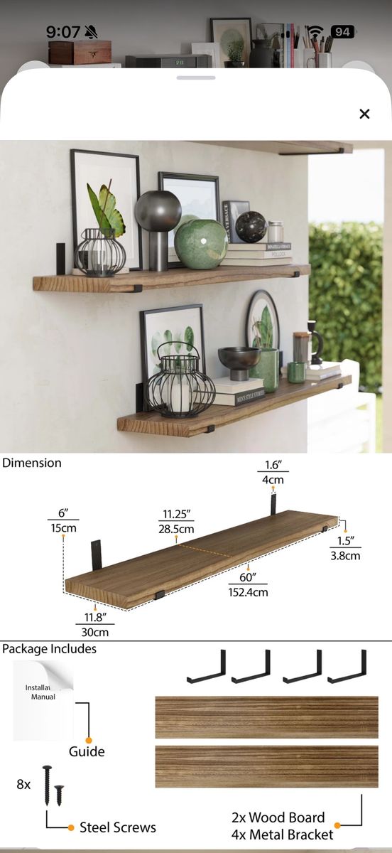 Two Floating Shelves - Brand New