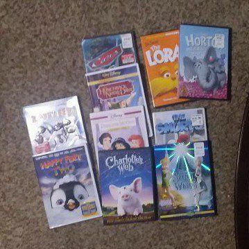 Kids' DVD Movie Lot: Disney Princess, Cars, Happy Feet, Charlotte's Web & More - 10 Animated Films