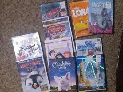 Kids' DVD Movie Lot: Disney Princess, Cars, Happy Feet, Charlotte's Web & More - 10 Animated Films