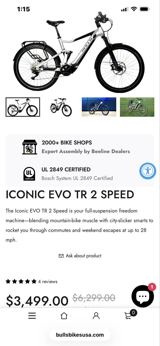 BULLS Iconic EVO TR2 Speed Electric Mountain Bike - Full Suspension, Bosch Performance Speed