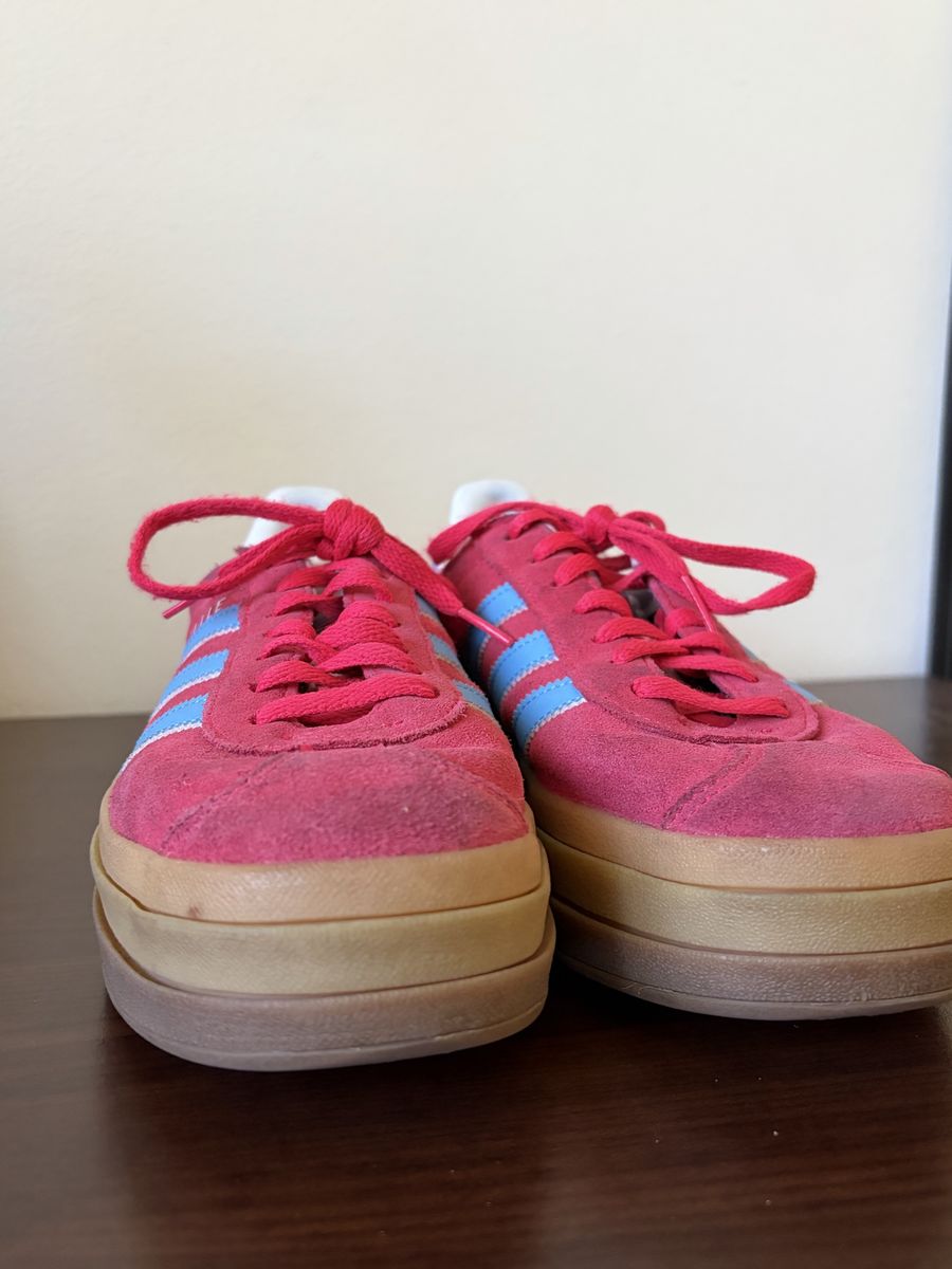 Adidas Gazelle Bold Pink/Blue Platform Sneakers Women's US 8.5 Suede