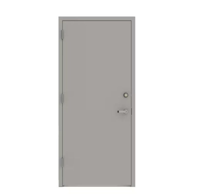 36 in. x 80 in. Gray Right-Hand Flush Security Steel Prehung Commercial Door with Welded Frame
