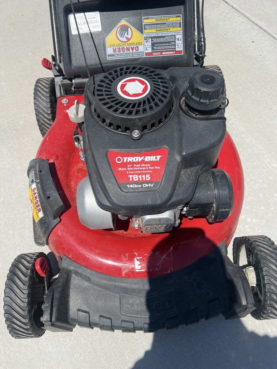 Troy-Bilt TB115 21" 140cc OHV Push Mower with Mulch, Side Discharge & Rear Bag