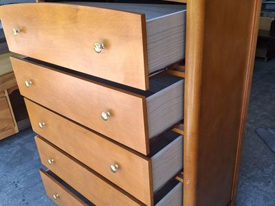 tall pine wood natural stain 5 drawers dresser/jmay