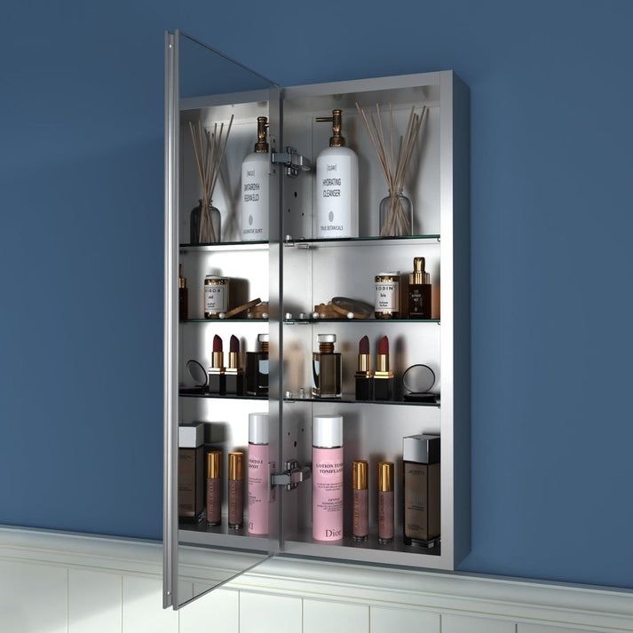 Surface/Recessed Mount Aluminum Bathroom Medicine Cabinet w/ Mirror