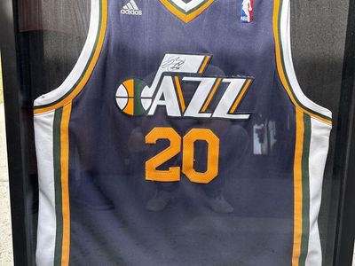 Adidas NBA Utah Jazz Jersey - Size XL, #20 - Autographed, Framed Memorabilia