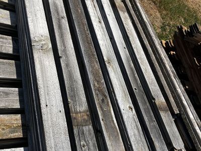Weathered cedar fence pickets. Rustic wood