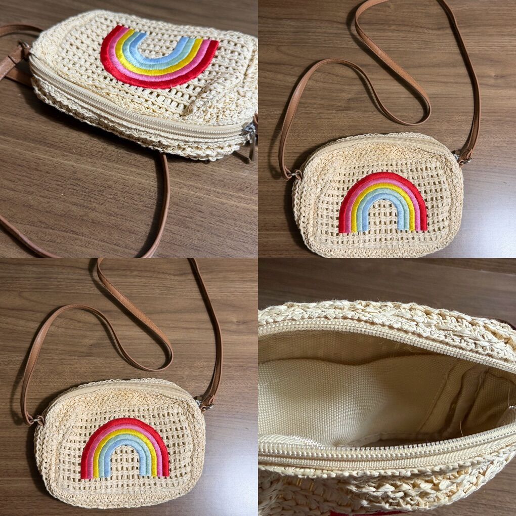 Rainbow Straw Crossbody Bag