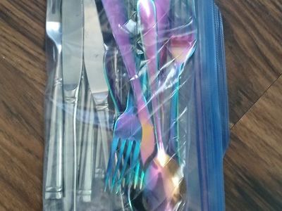 17-Piece Assorted Silverware Bundle (Silver & Rainbow) - $5