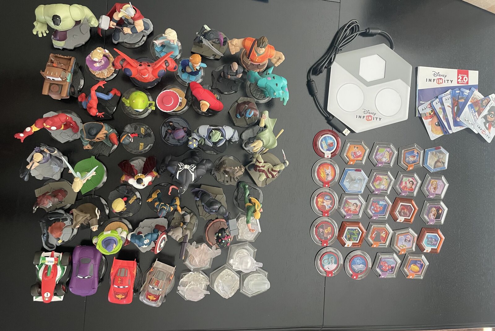 Disney Infinity 1 & 2 HUGE LOT 43 Characters + 6 Playsets + 24 Power Discs +Base