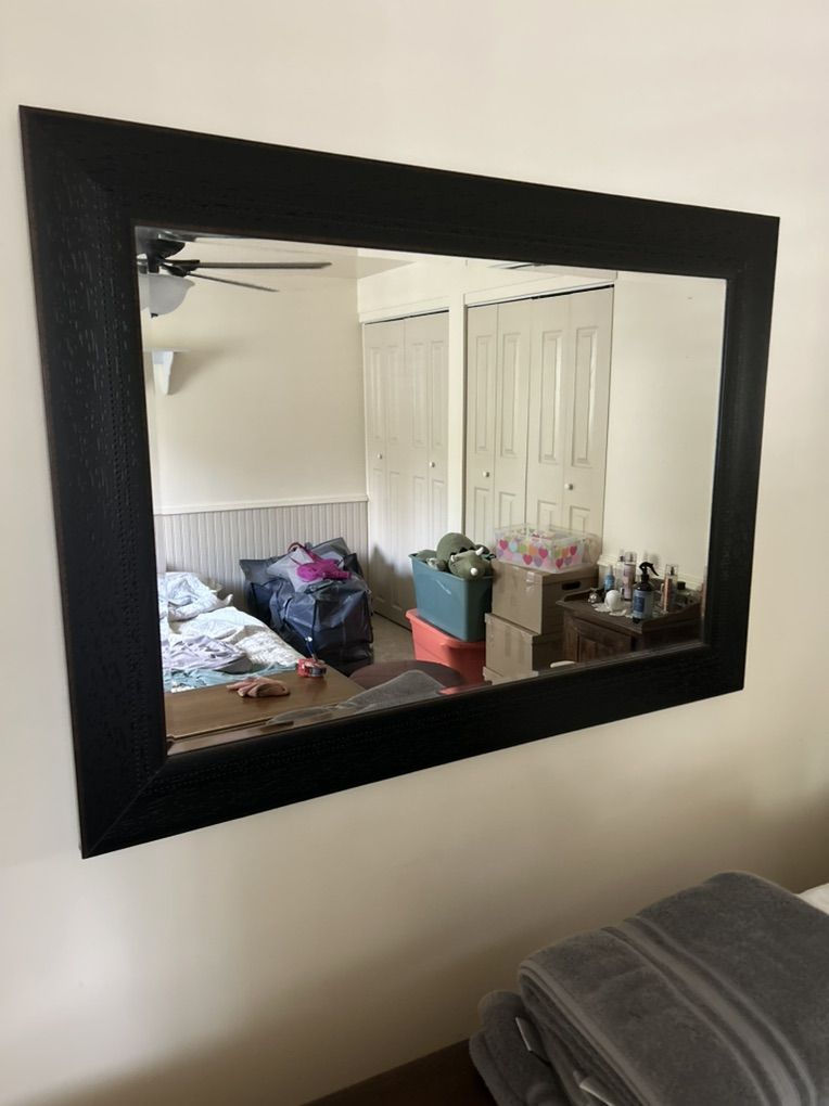 Large Dark Textured Frame Wall Mirror