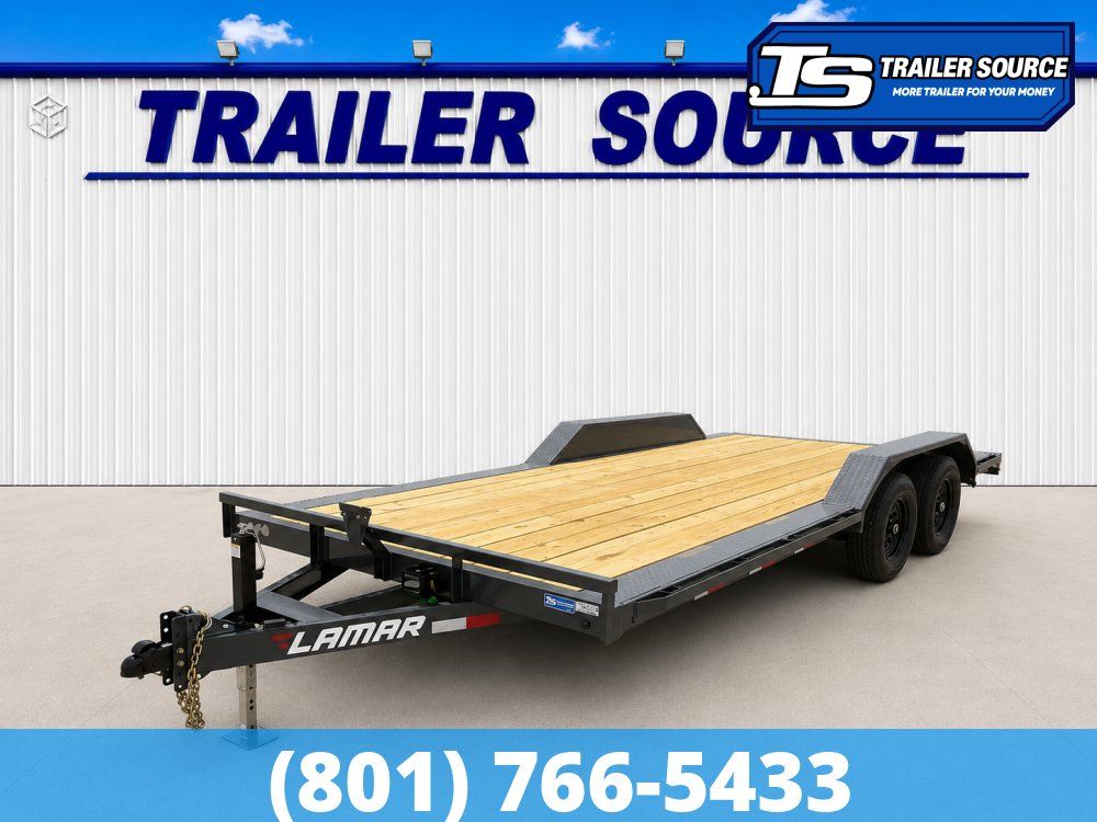 8.5x20 Lamar CC Wide Body w/ Drive Over Fenders Flatbed Car Hauler Trailer - 10K GVWR -