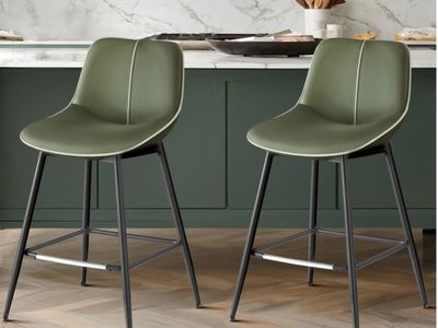 New In Box-Set of 2 beautiful modern green bar stools