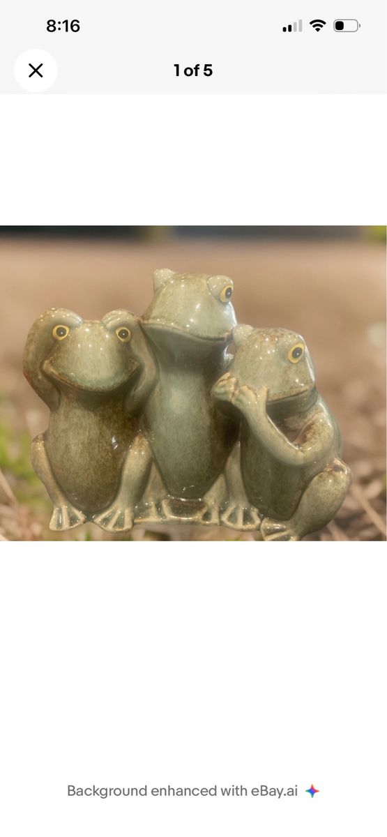 frog yard decor Vintage 2000 3 Frogs Posing See Speak Hear No Evil.