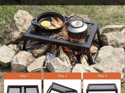 Foldable Campfire Grill, Portable Outdoor Cooking Grate with Carry Bag, Compact Design