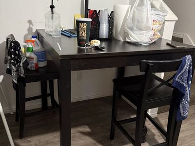 Black Counter Height Dining Table with 3 Chairs