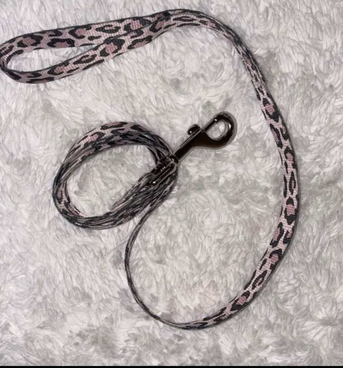 Pink Leopard Print Pet Leash with Metal Snap Clip