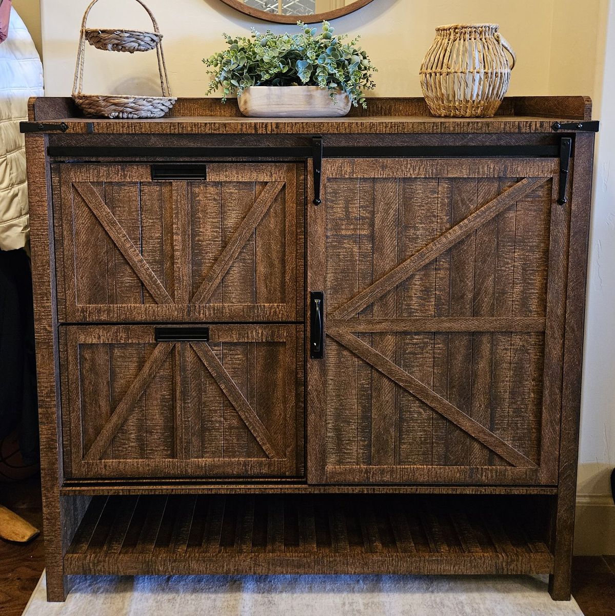 New in box Rustic Wooden Shoe Storage Cabinet