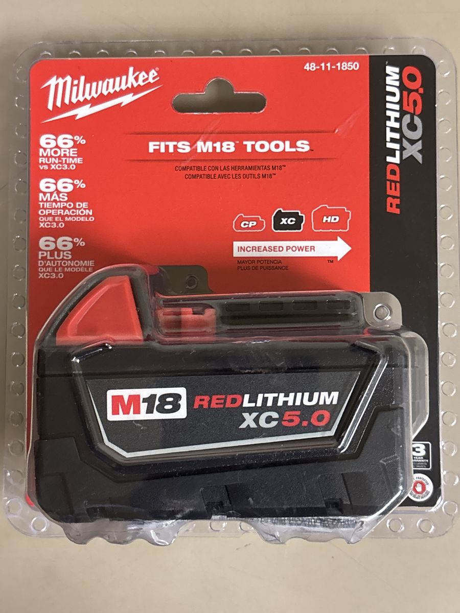 Milwaukee M18 REDLITHIUM XC5.0 Extended Capacity Battery Pack - New, Fits M18 Tools