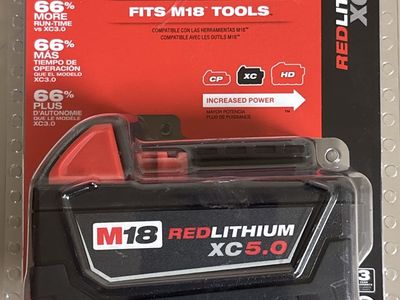 Milwaukee M18 REDLITHIUM XC5.0 Extended Capacity Battery Pack - New, Fits M18 Tools