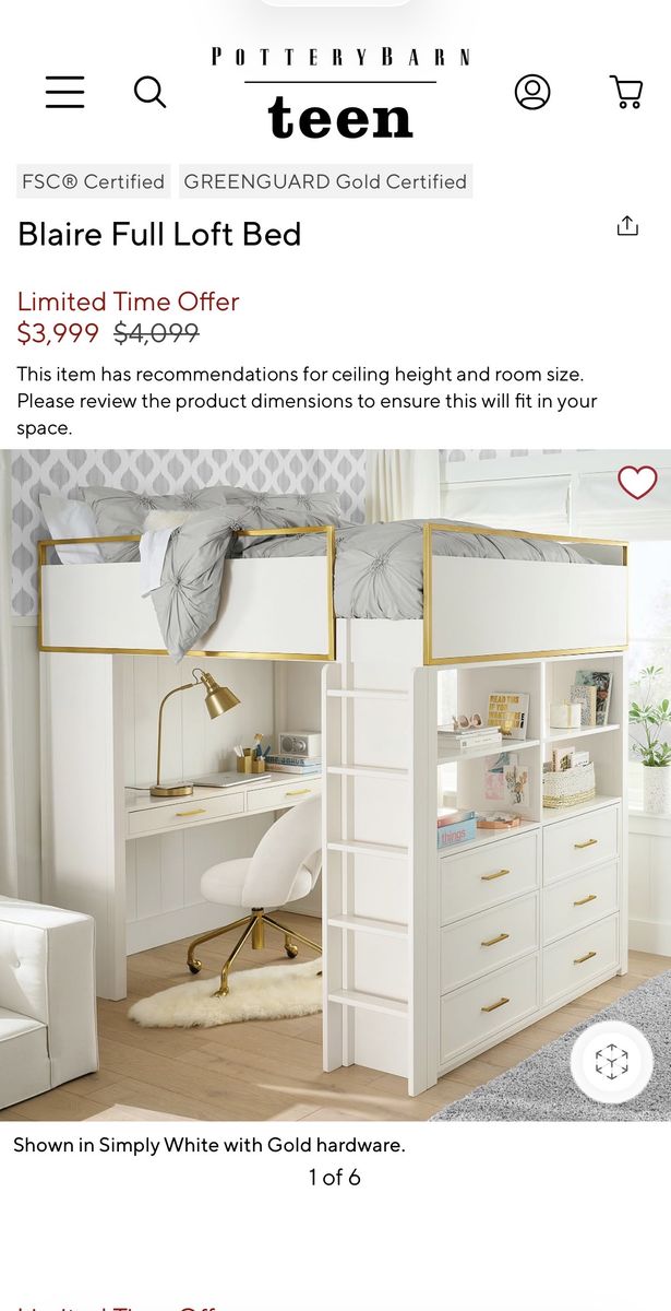 Pottery Barn Teen Loft Bed Desk Dresser