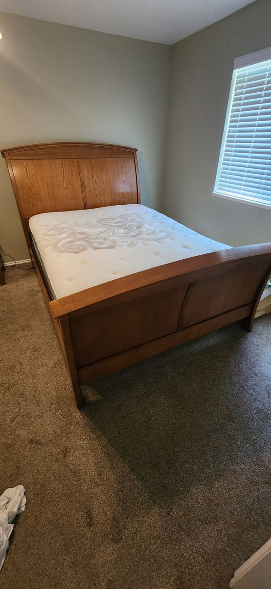Queen sleigh bed headboard & Mattress