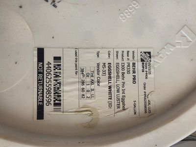 Behr Pro i300 Eggshell White Interior Paint 5-Gallon Buckets (3 and 1/3 Available)