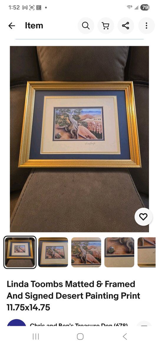 Linda Toombs Matted & Framed And Signed painting