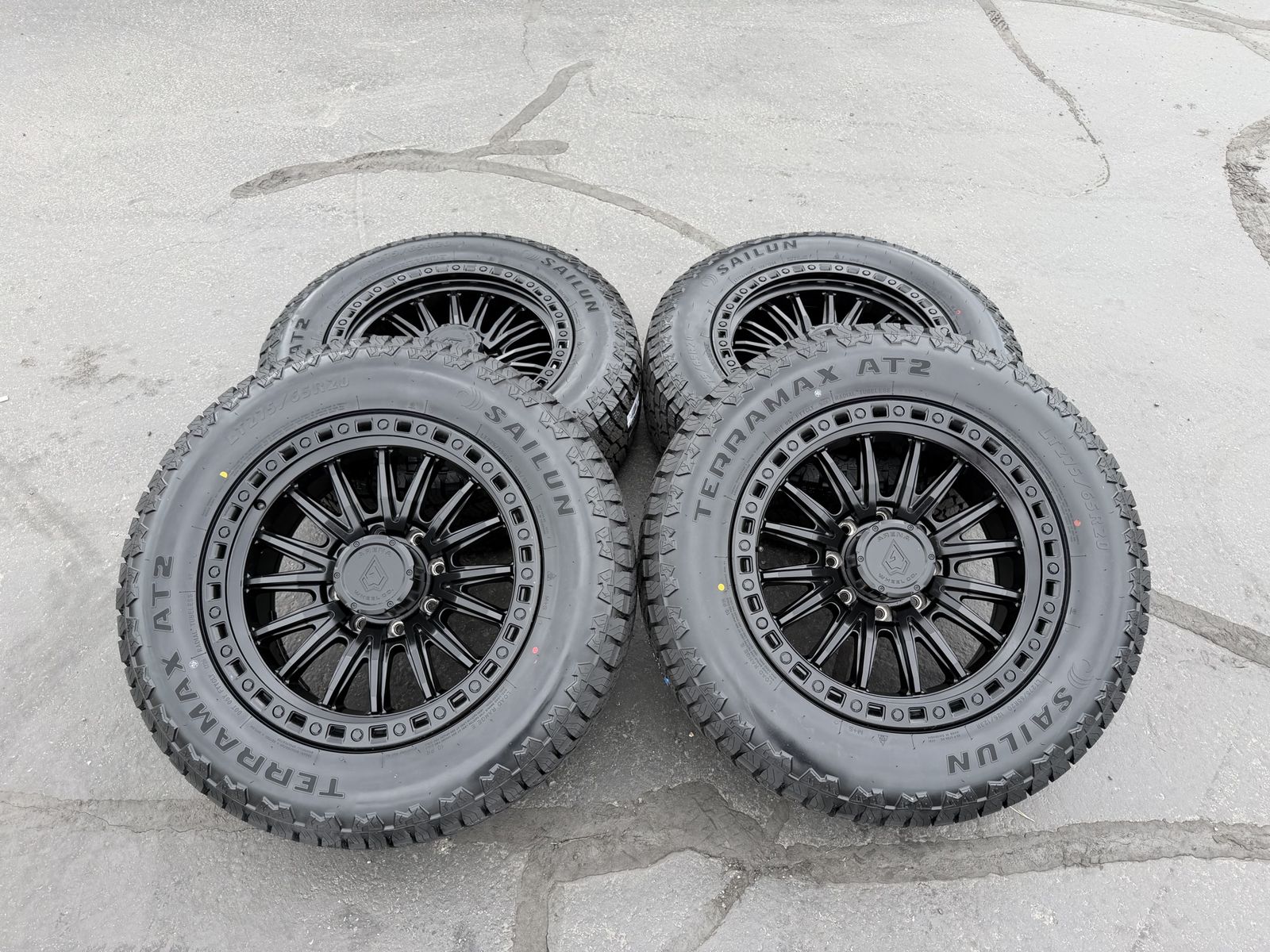 New LT275/65r20 Terramax AT2 Black Arena Mission 8x170 Ford F250 F350 Superduty Powerstroke 8 lug 3 peak all season snowflake
