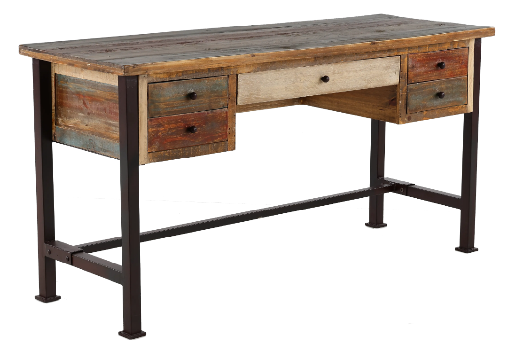 Multicolored pine desk and  filing cabinet. As sold on RC Willey.