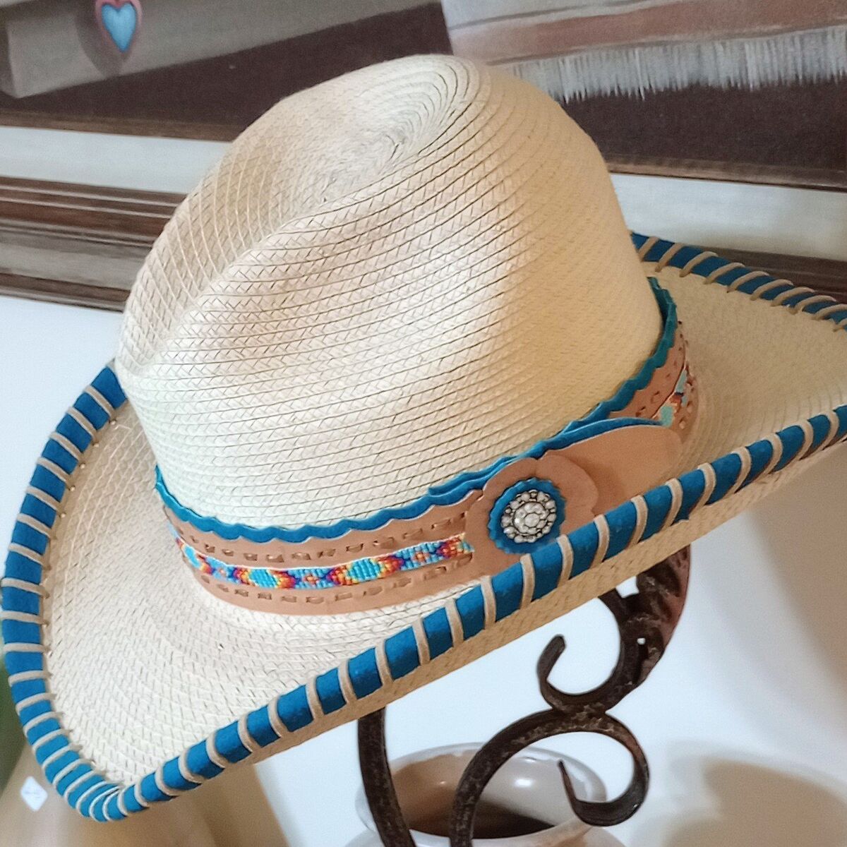 custom palm leaf hat size 6 7/8