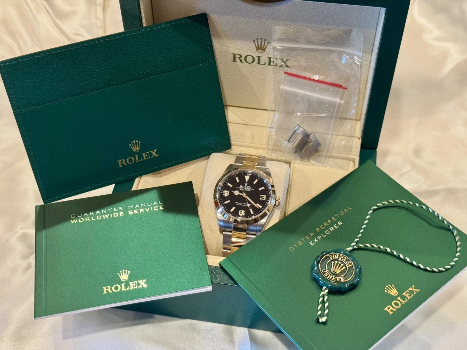 ROLEX EXPLORER 124273 18K GOLD Stickered STEEL 2-TONE Rolesor 36MM OYSTER WATCH