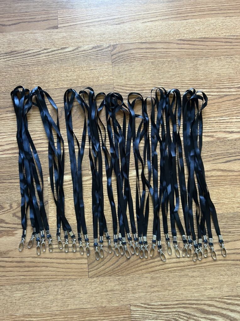 Black Satin Lanyard Silver Swivel Clip Hook 30